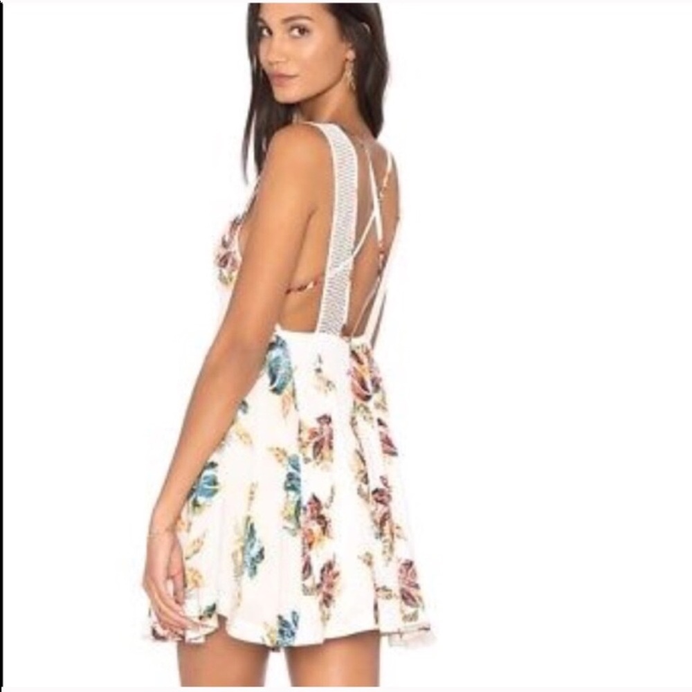 Free People NWT White Floral Mini Cross Back Dress